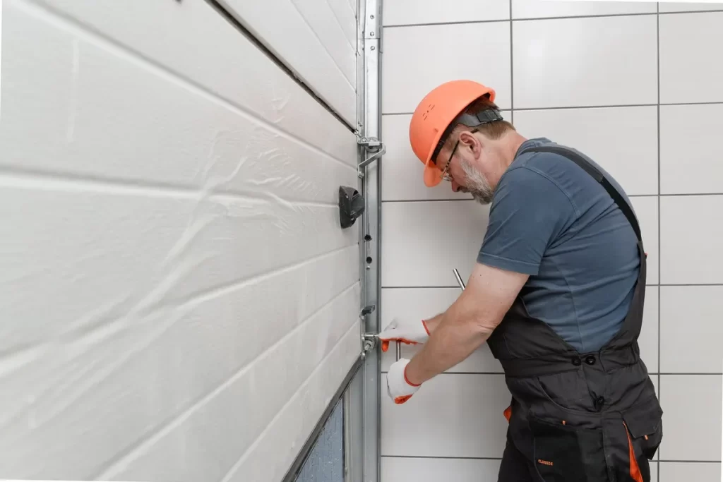 A garage door partially lifted, illustrating the importance of timely garage door repairs.